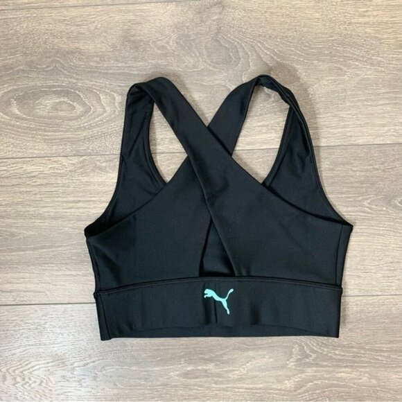 Puma Evide Womens Running Top Sports Bra Cropped Activewear Gym Black Size XS - Picture 6 of 9